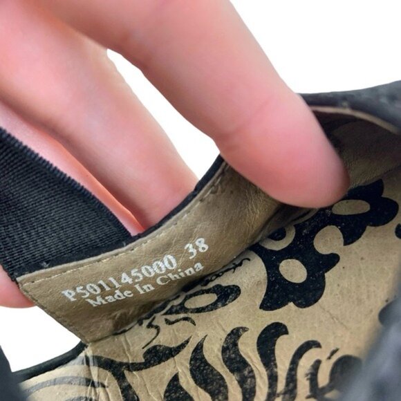 Fly London Black Perforated Suede Block Heel Sandals - Picture 5 of 8